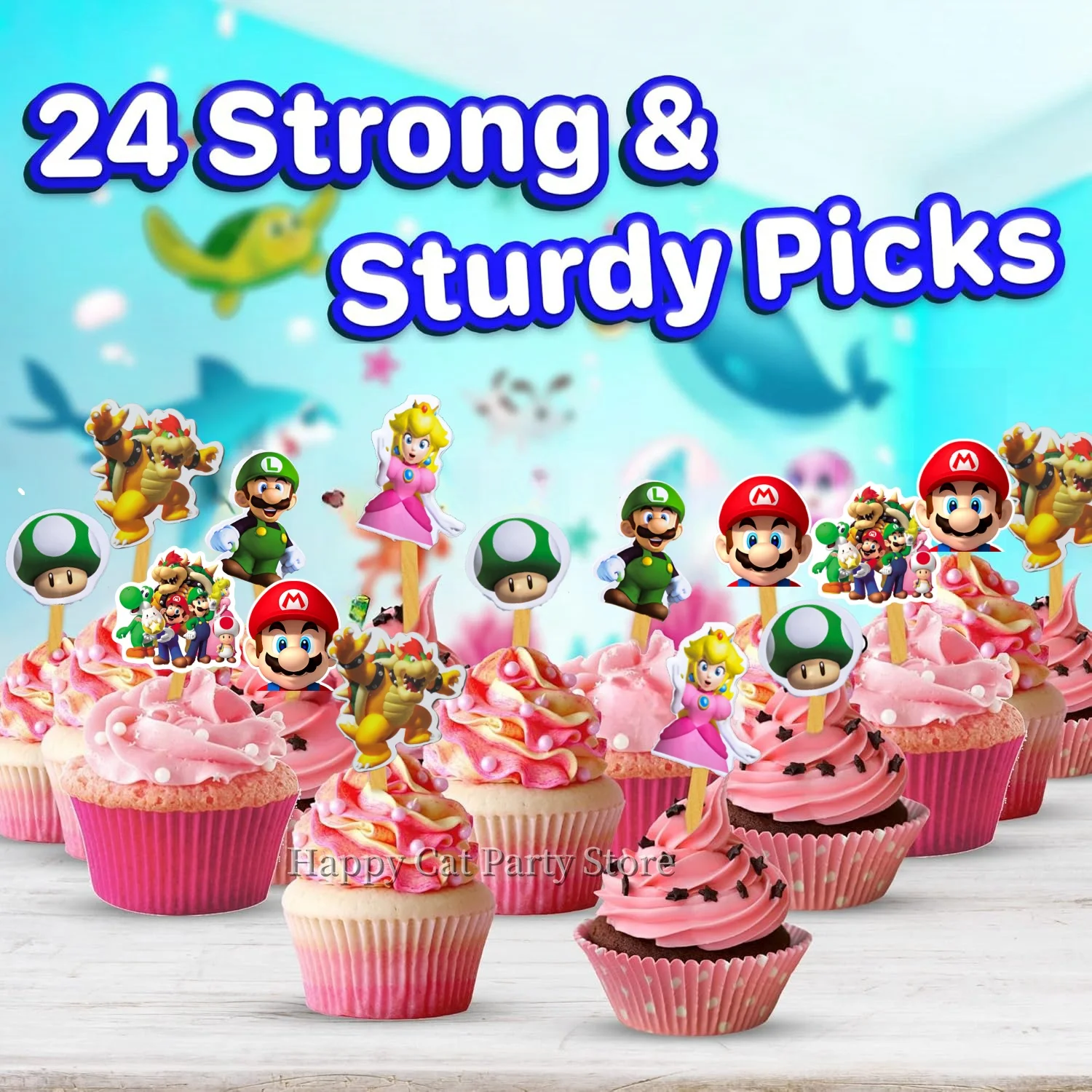 Mario Cake Topper Super Mario Party Gelukkige Verjaardag Mario Cake Decor Cupcake topper Baby Douche Bakken DIY Benodigdheden Kindergunsten