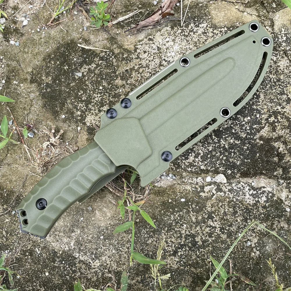 سكين جيب تكتيكي ثقيل الوزن، سكين تانغ كامل ذو شفرة ثابتة، سكاكين عسكرية قتالية، أداة دفاع عن النفس مع غمد