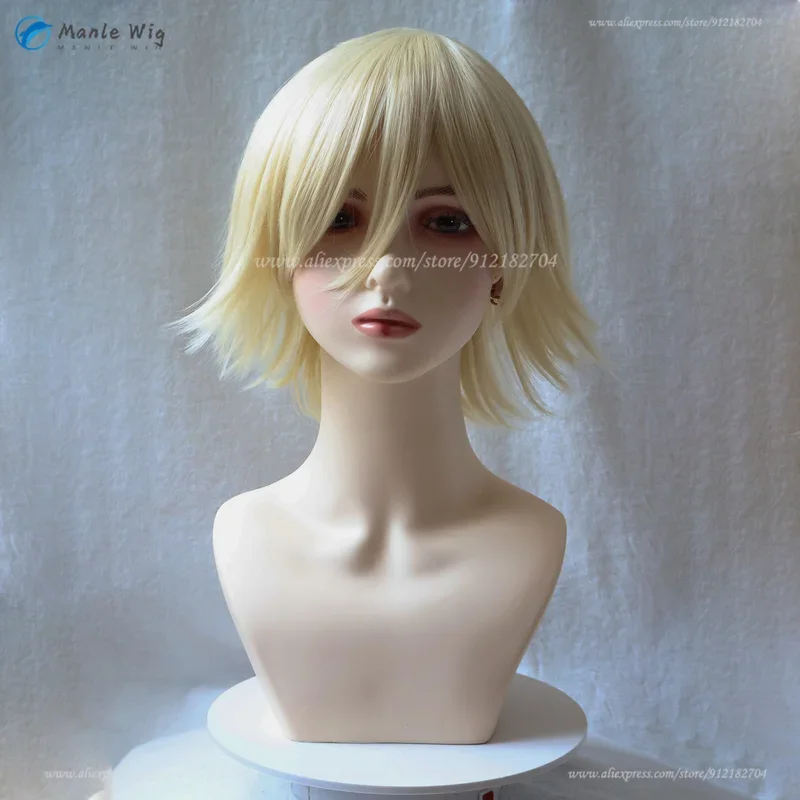 In stock Kisuke Urahara cosplay wig anime wig light blonde Urahara Kisuke wigs heat resistant synthetic hair wig cap