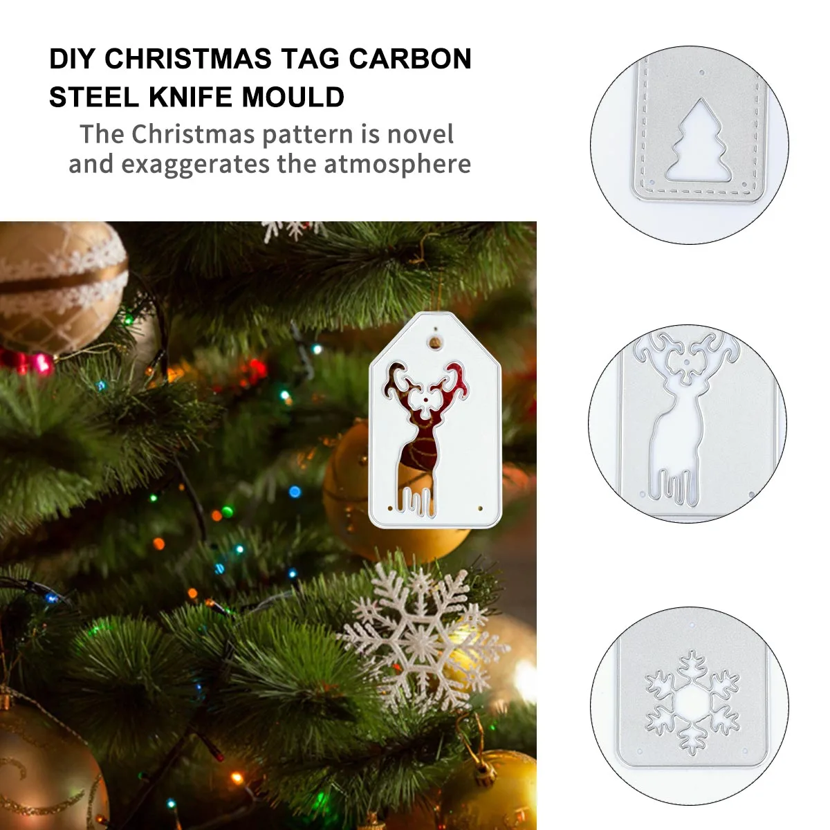 

6pcs /Set Christmas Craft Tag Die Cutting Dies Stencil Embossed Metal Strong Carbon Steel Reusable Eco-Friendly Small Light