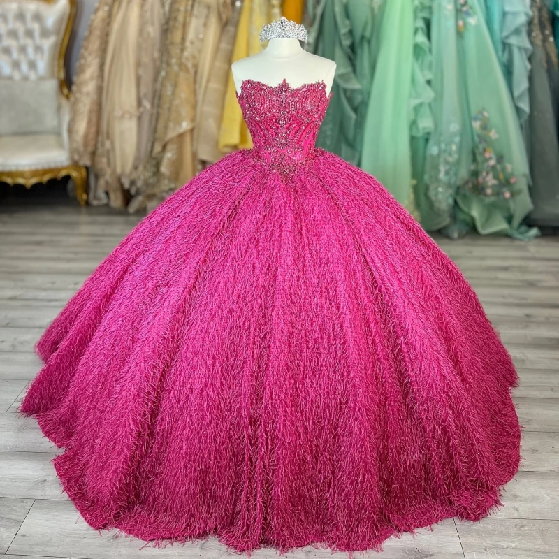 

Rose Red Shiny Quinceanera Dresses Off The Shoulder Beading Crystal Tull Party Birthday Sweet 16 Dress Vestidos 15 De Anos