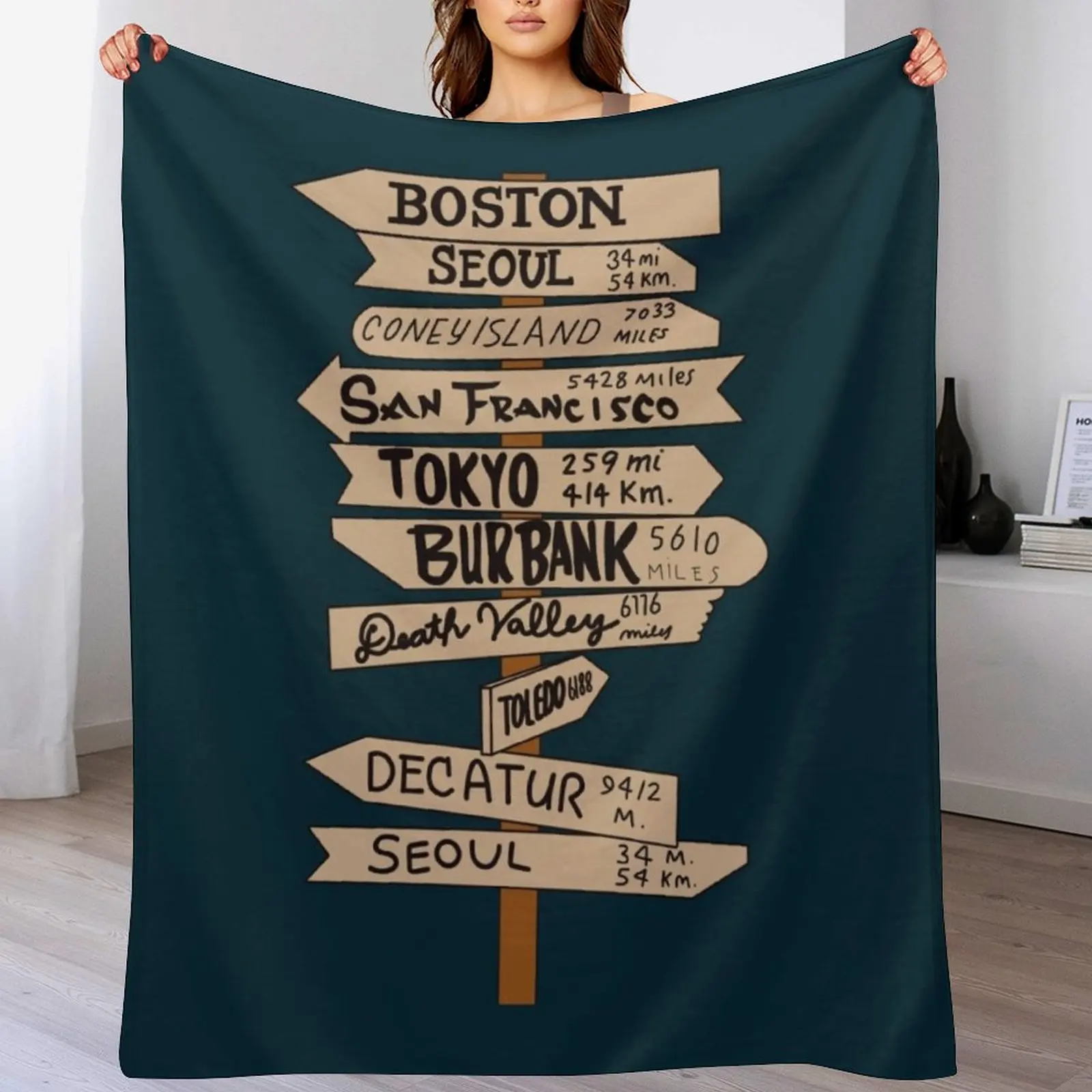 Mash Location Signpost25 Throw Blanket