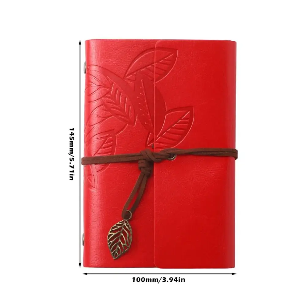 Portable A7 Loose-leaf Notebook Leaf Embossed PU Leather Binder Notebook Straps Design Notepad Travel