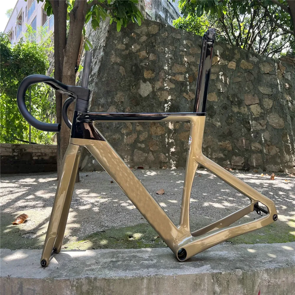 

Aero Road Bike Frames Disc Brake Black gold Special Offer Carbon Frameset with Handlebar 40 Colors Shipping by DPD