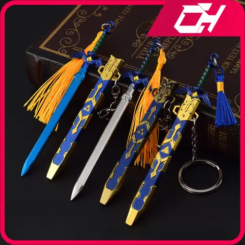 마스터 소드 키 체인, 애니메이션 게임 주변 링크 사무라이 소드 무기 모델 피규어 키 체인 액세서리, 공예품 선물 장난감