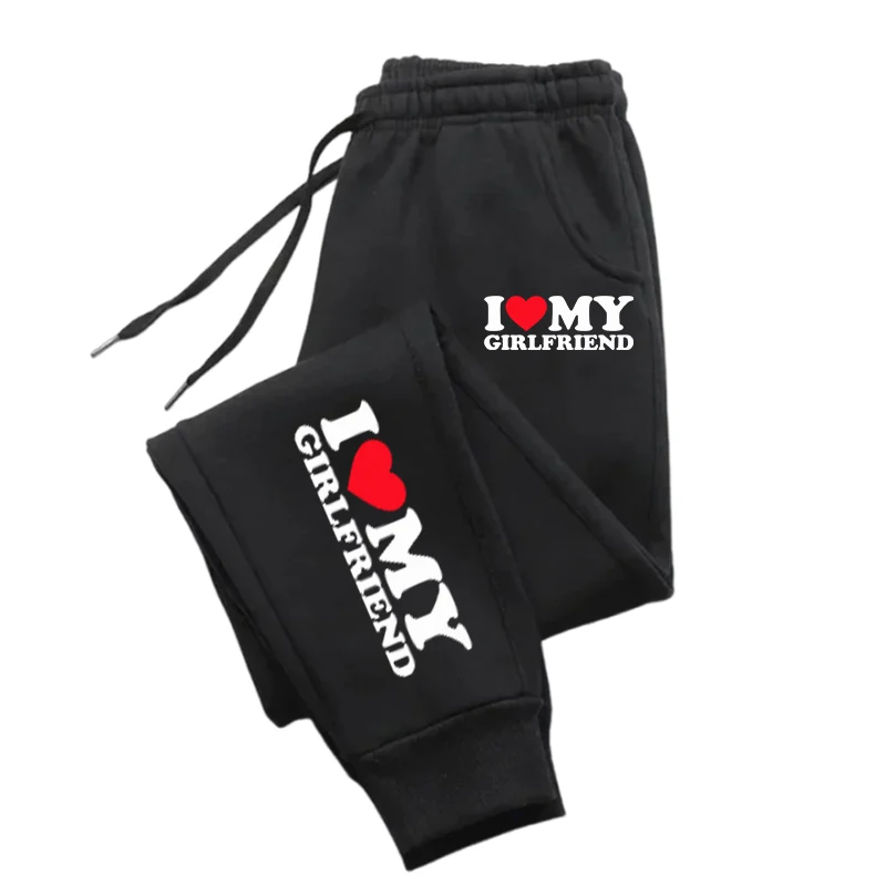 I Love My Girlfriend Patterns Joggers Drawstring Pocket Running Pants Sport Fashion Joggers Unisex Fashion Trousers