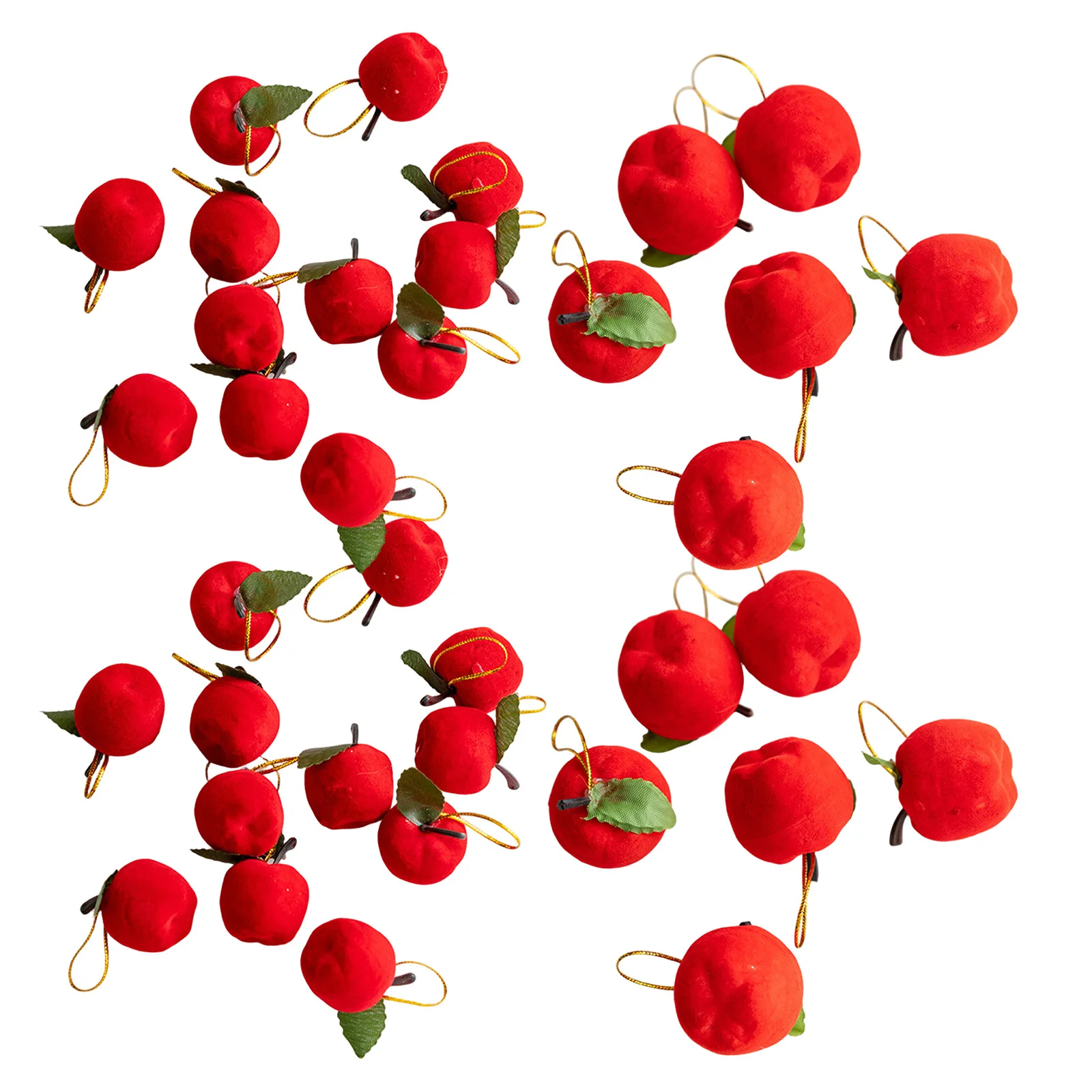 

48Pcs Mini Red Apple Ornaments Flocked Baubles for Christmas Tree Decorations DIY Crafts Holiday Party Supplies