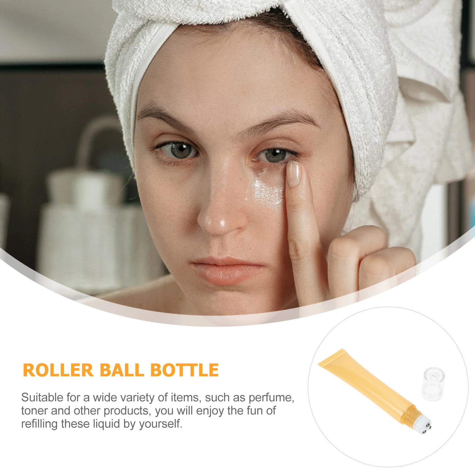 

2pcs Cosmetics Roller Bottle Eye Cream Face Cream Empty Tube Plastic Dispenser Travel Essential Oil Container Leakproof