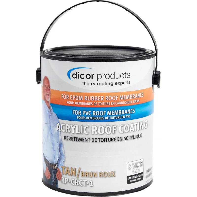 RP-CRCT-1 EPDM Roof Acrylic Coating - 1 Gallon - Tan - Long-Lasting and Durable