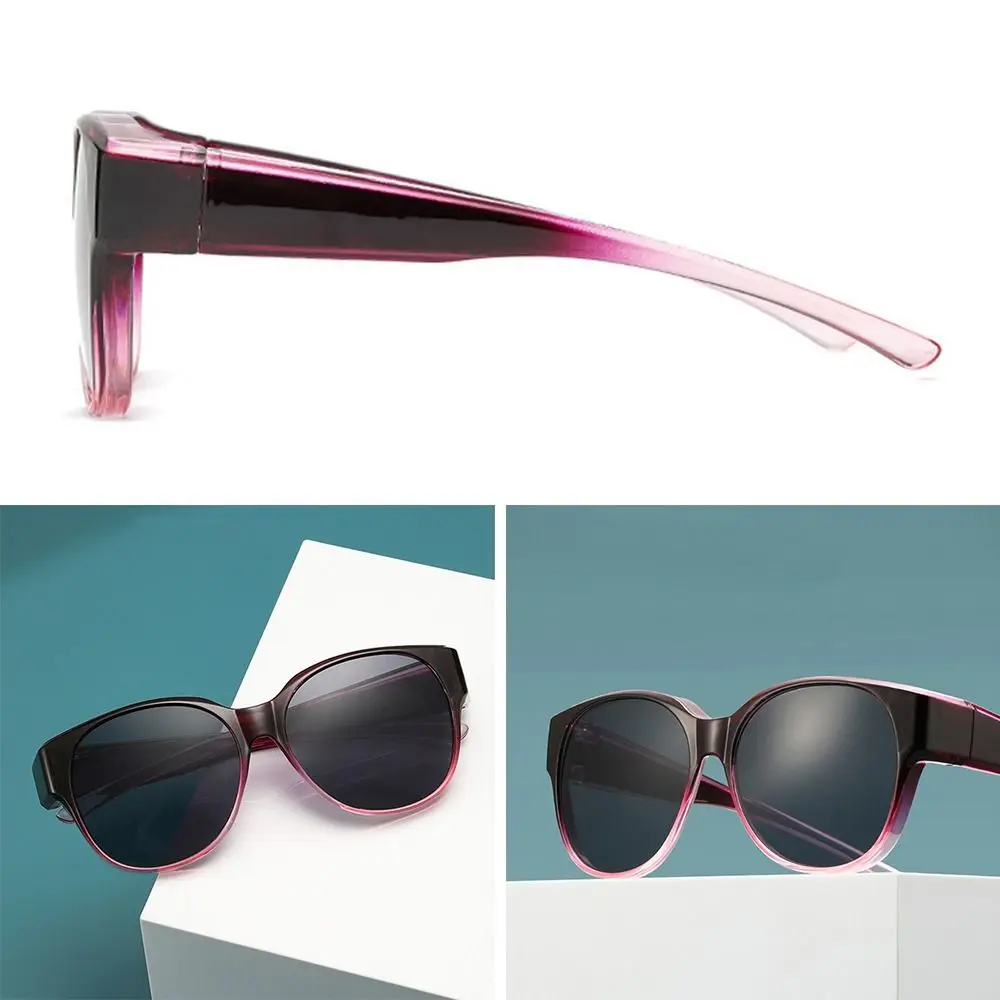 

Summer UV Protection Driving Sunglasses Round Frame Y2K Fit Over Sunglasses Retro Wear Over Glasses for Women Men