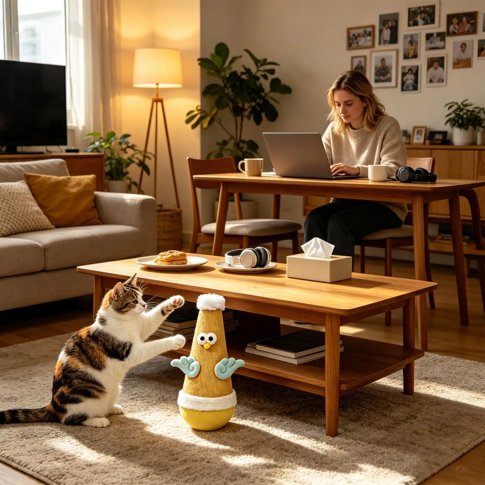 Interactive Cat Toy Chicken-Shaped Bored Animals Scratch Teaser Interactive Cat Toy Wobbler For Living Room Bedroom Study Room