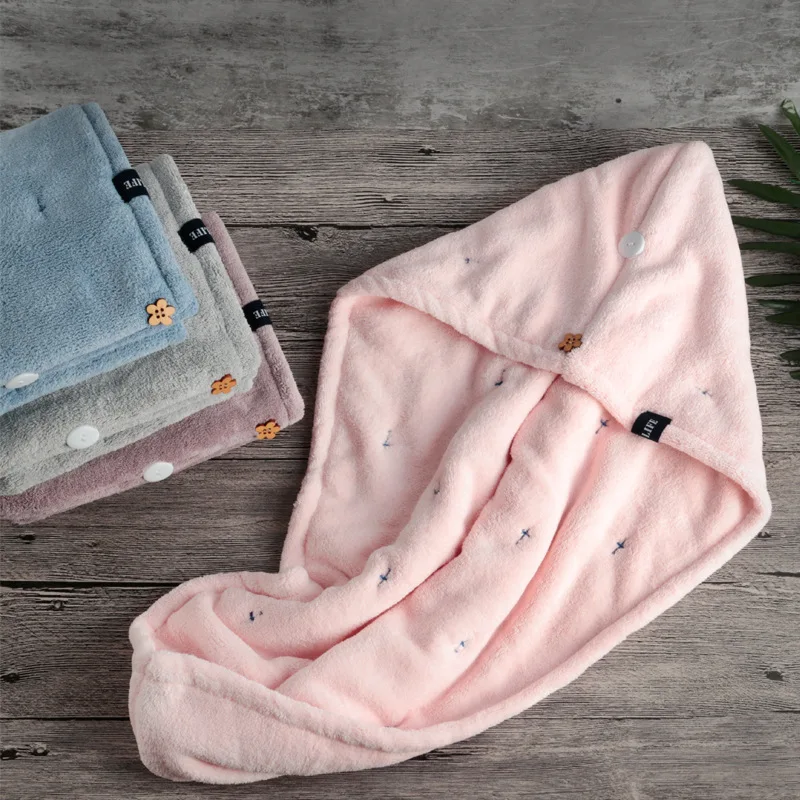 Women’s Double-Layer Thickened Hair-Drying Cap – Absorbent Soft Hair-Drying Towel and Shower Cap Quick-Drying After Washing Hair