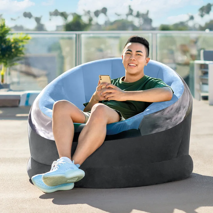 Lazy flocking sofa Lazy bone inflatable sofa Single so******ch break recliner