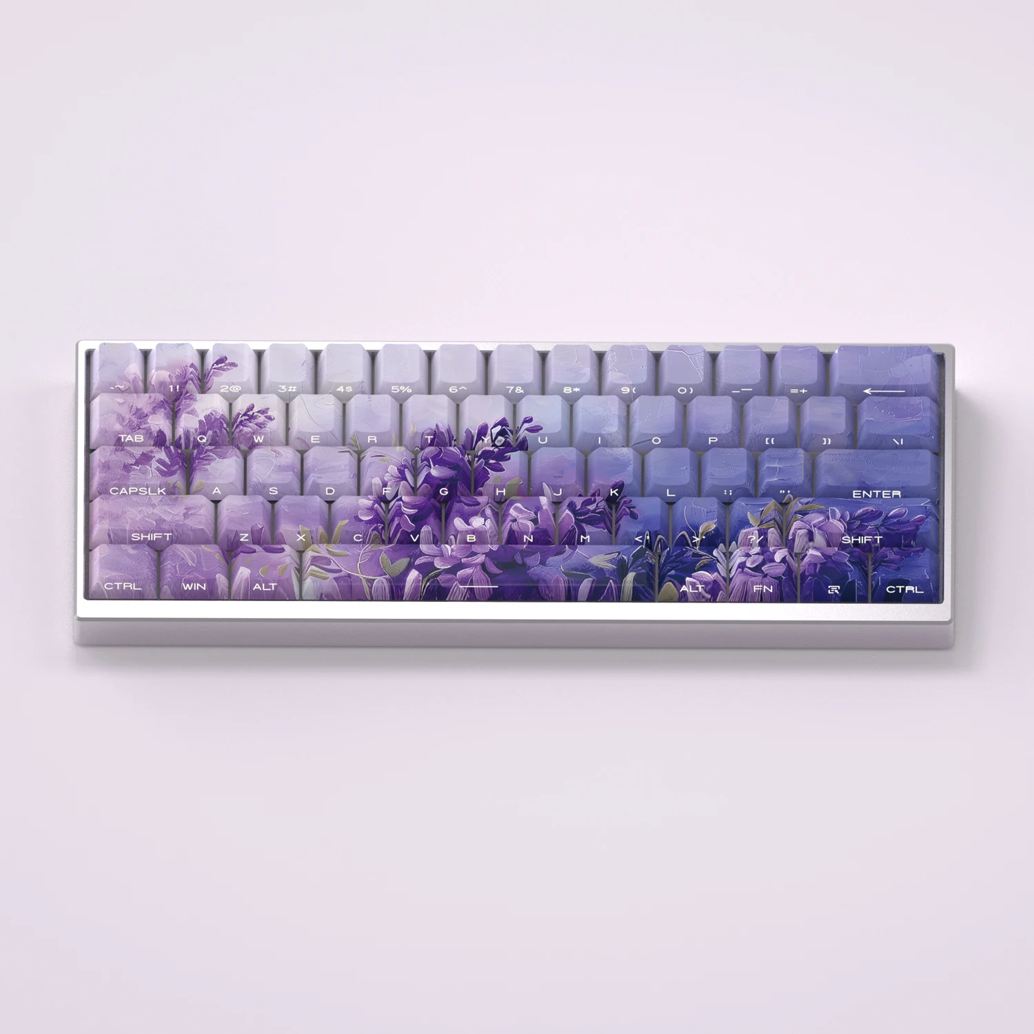 Wisteria Flowers Keycaps for Mechanical Keyboard PBT 5 Side Dye Sub Cherry Profile Side Print Backlight Purple Ajazz AULA F75