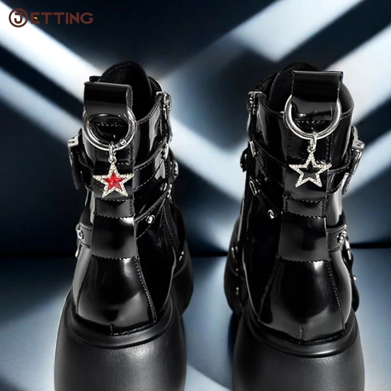 1PCS Zinc Alloy Rhinestone Pentagram Pendant Martin Boots Stars Shoes Buckles Decoration Metal Snap Hook Shoes Accessories image 2