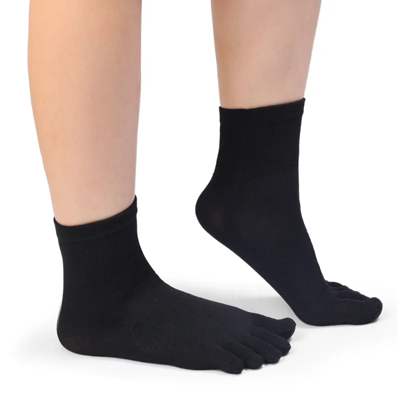 1/2 paires de chaussettes à cinq doigts unisexes pour hommes et femmes, bas en coton respirant, sport, course, solide, noir, blanc, gris, Sox