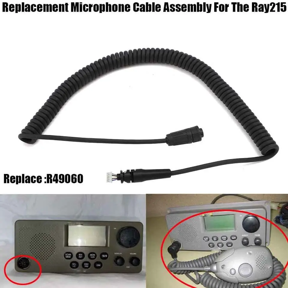 Replacement Microphone Cord Cable R49060 For Raymarine Ray215 VHF Marine Radio