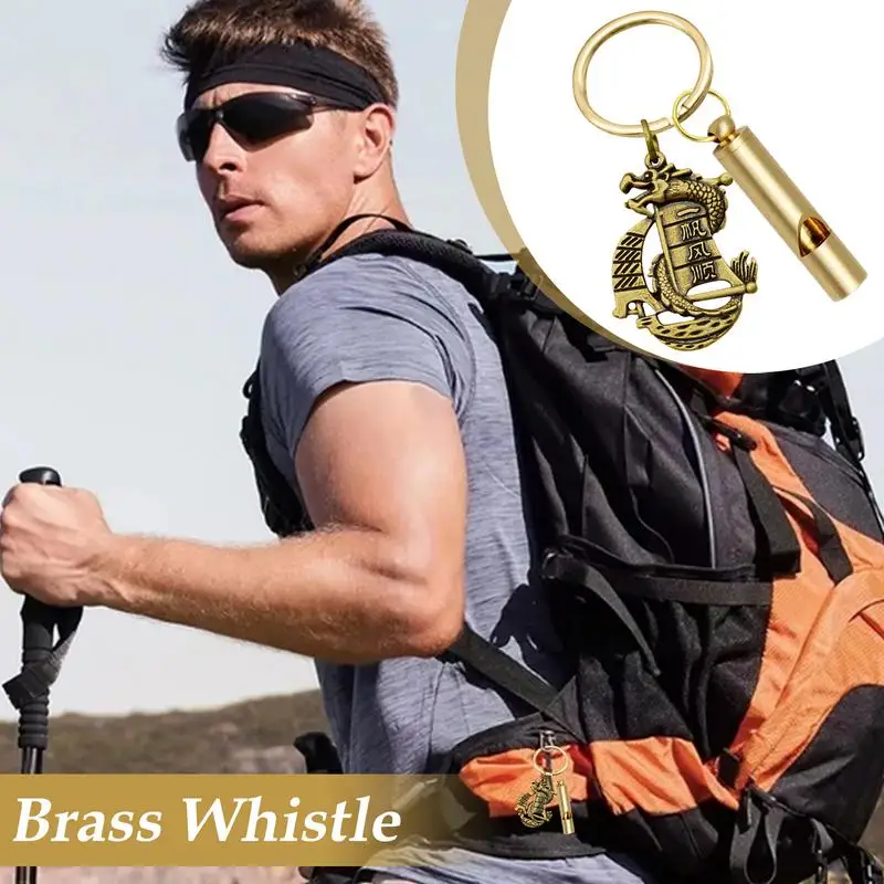 Brass Whistle High Decibel Portable Outdoor Whistle Hiking Camping Life-Saving Whistle Referee Training Whistles Outdoor Gadgets