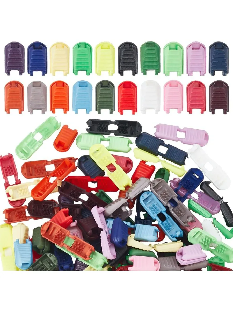 108 Pcs Nylon Cord End Clips 18 Colors Plastic Shoe Lace Locks Cord Rope End Zipper Pull Ends Clip for Sneakers Clothing Bag