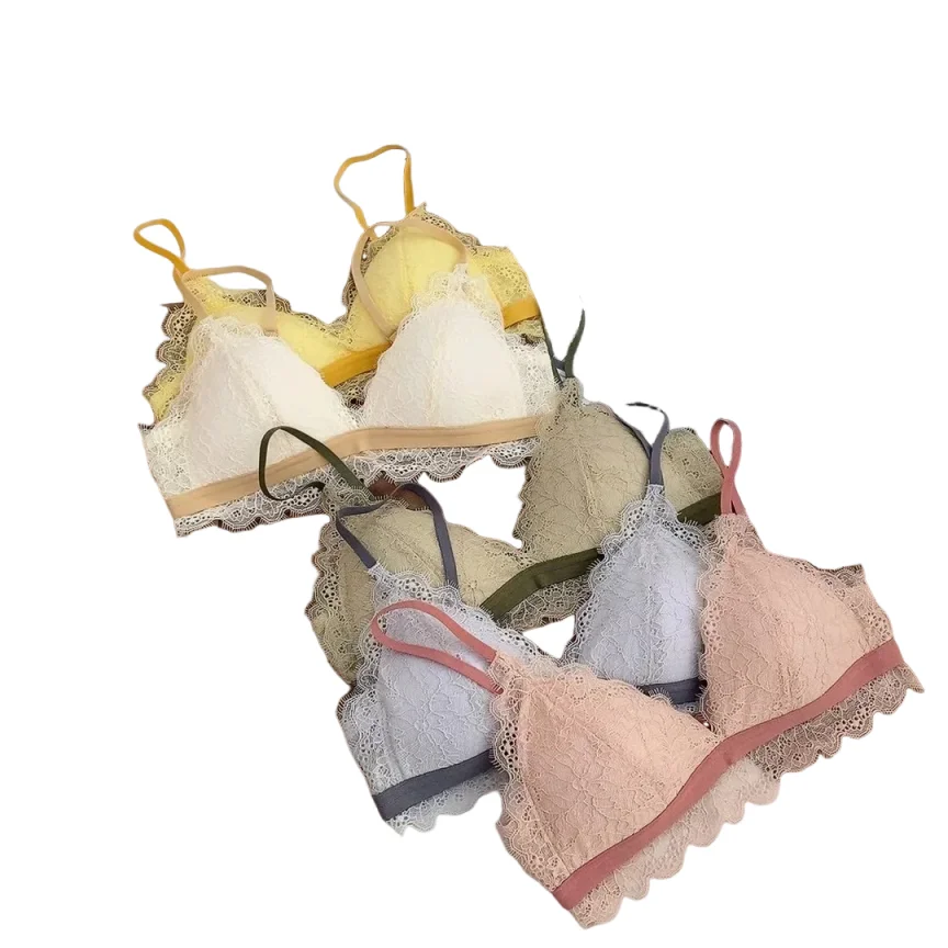 KUCLUT  Triangle Cup Candy Color Young Girls Dress Intimates Small Bra And Panty Fashion Woman Comfortable Thin Cotton Underwe