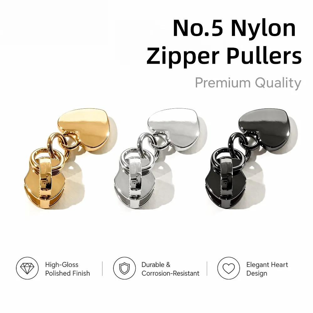 5/100/200Pcs 3# 5# Zipper Puller Sliders for Nylon Zips Closures Bag Jacket Pocket Zip Head Repair Kit Garment Accessories