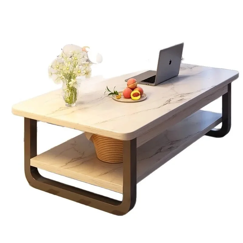 

Минималистичный двухслойный столик для гостиной, небольшой квартиры, простой прямоугольный журнальный столик для спальни