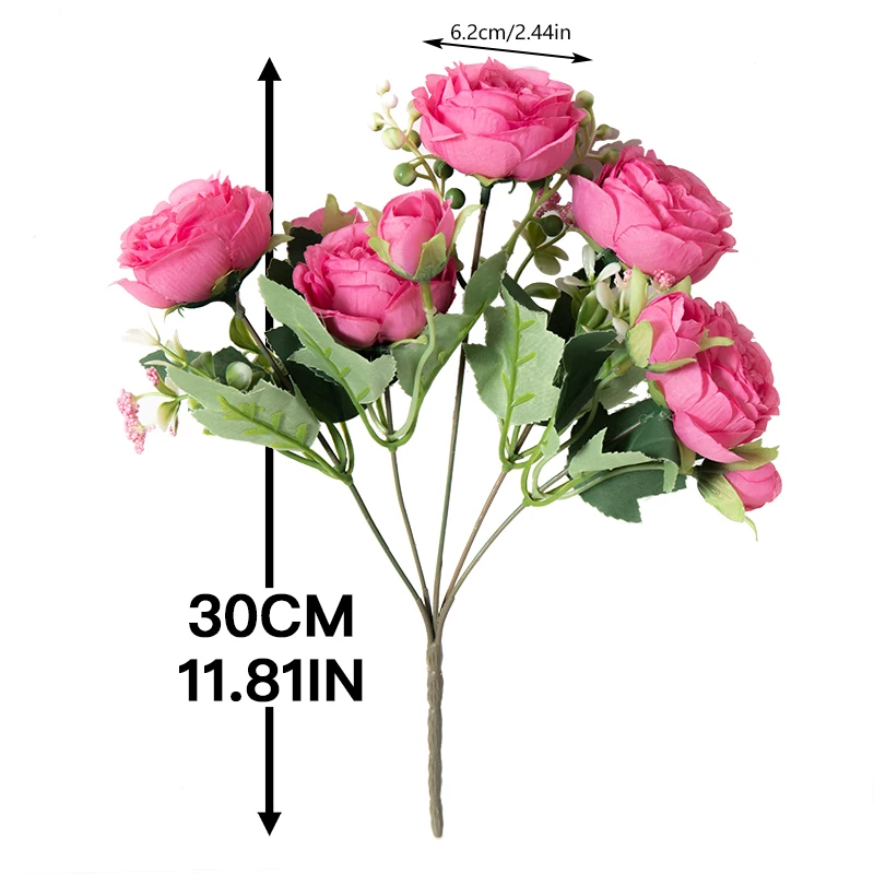 1 قطعة باقة الزهور الاصطناعية الحرير الفاوانيا لطاولة غرفة المنزل عيد الميلاد حفل زفاف ترتيب ديكور الحديقة في الهواء الطلق #5