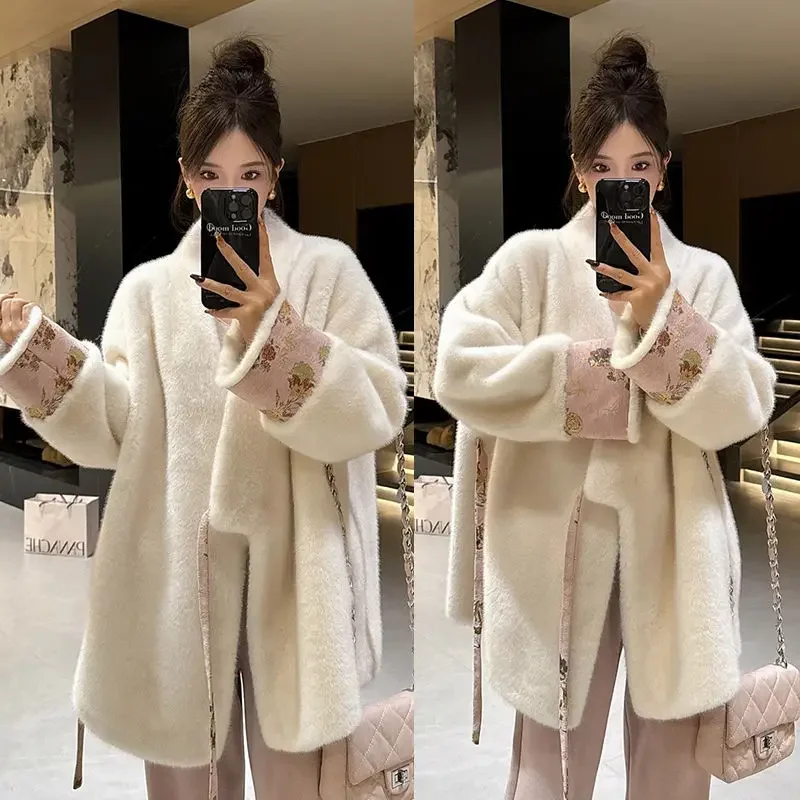 سترة نسائية للخريف والشتاء من الفرو الصيني الجديد ملابس خارجية من الفرو الصناعي تصميم فاخر ماركة بسيطة موضة ناعمة للترفيه صديقة للبيئة