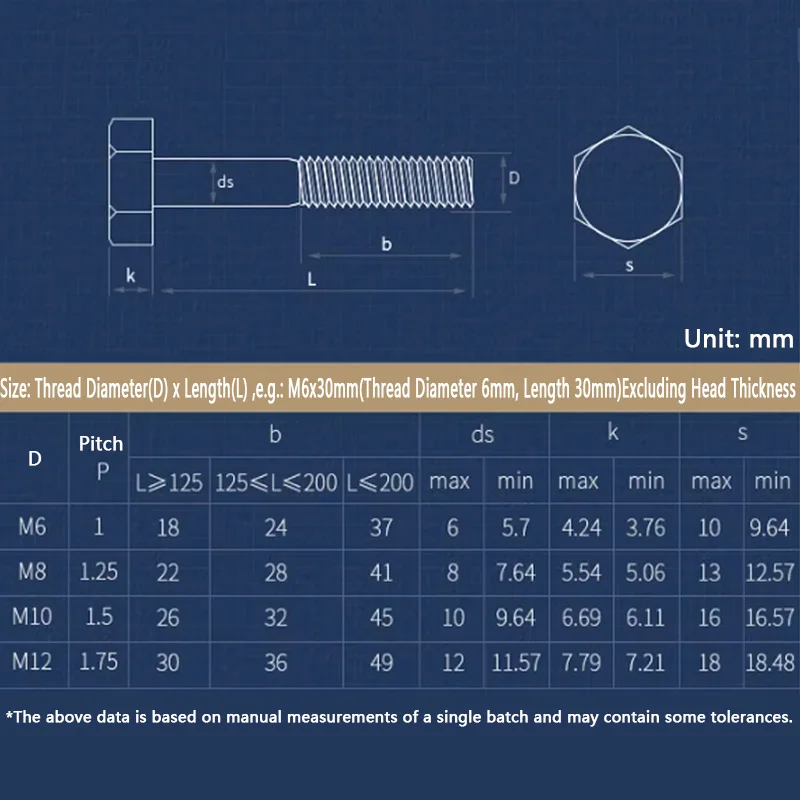 M6 M8 M10 M12 DIN931 A2 304 Stainless Steel Half Thread Hexagon Head Bolt Partial Thread External Hex Head Screw