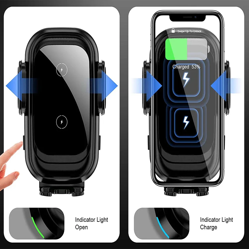 Dual Coil Wireless Car Charger 15W Qi Fast Charging Auto-Clamping Car Mount for iPhone 13 12 Mini Pro Max XS Galaxy Z Flip 3 S22