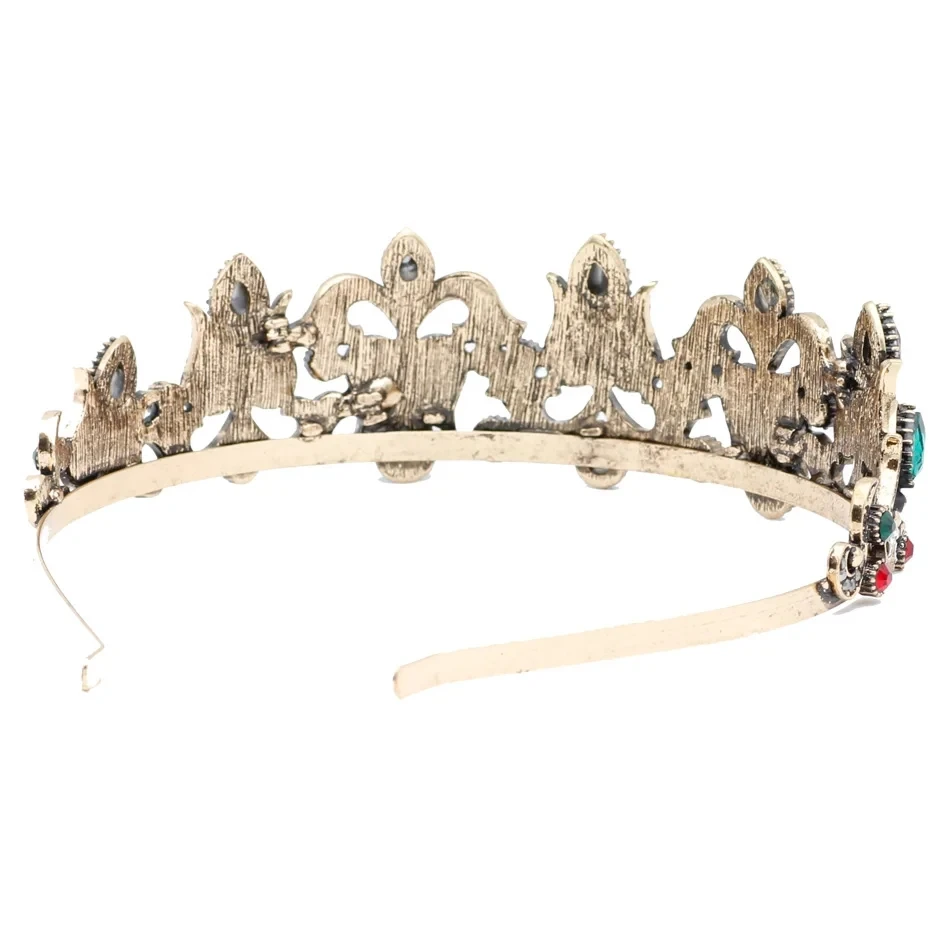 Sunspicems Vintage Turkish Women Crown Hair Jewelry Retro Gold Color Crystal Arabian Tiaras Bride Wedding Jewelry