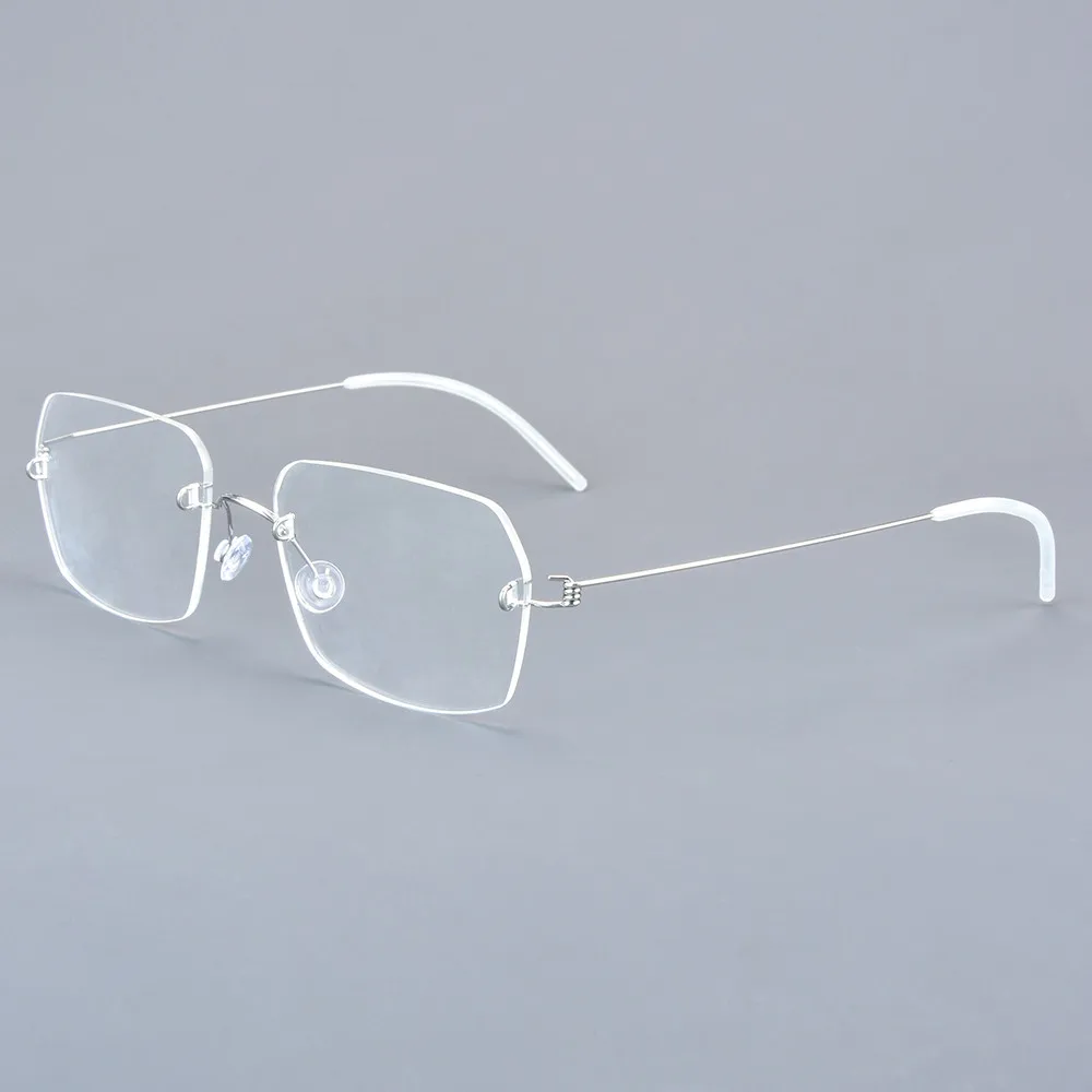 Denmark Rimless Prescription Glasses Frame Ultralight Screwless Men Business Square Optic Eyeglasses Male No Rim Spectacles 2539 image 6