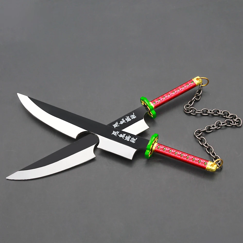 20cm Uzui Tengen Nichirin Double Blade Demon Slayer Anime Peripherals Weapon Model Katana Swords Samurai Royal Japanese Gift Toy