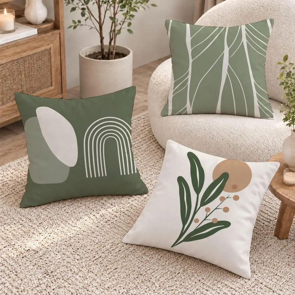 Cool Art Morandi Olive Cushion Cover Short Plush Pillow Cover, Washable Wrinkle-Resistant for Sofa Bedroom Decor Gift