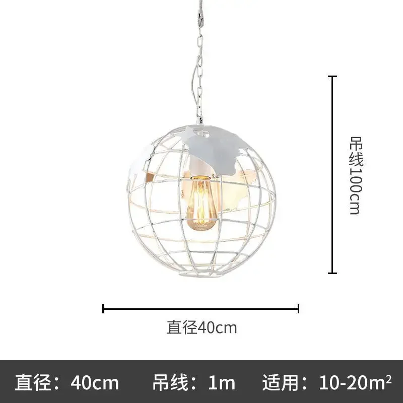 Imagem -05 - Lustre do Globo do Ferro Americano Personalidade Simples Porch Criativo Balcony Lamp Bedside Bedroom Chandelier Candeeiros do Corredor