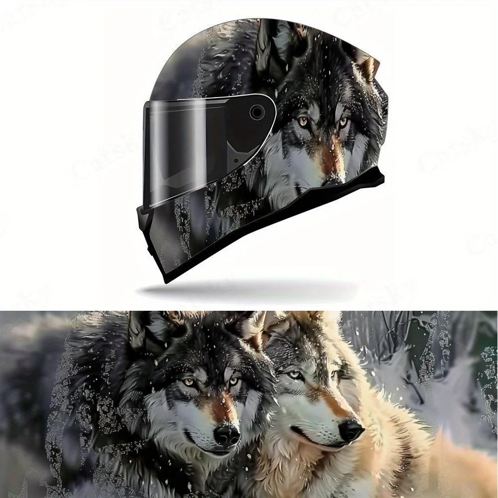 Wind and Snow Wolf Shadow Helmet Sticker - Strong PVC Material, Waterproof and Scratch Resistant, Infusing The Helmet with Wild