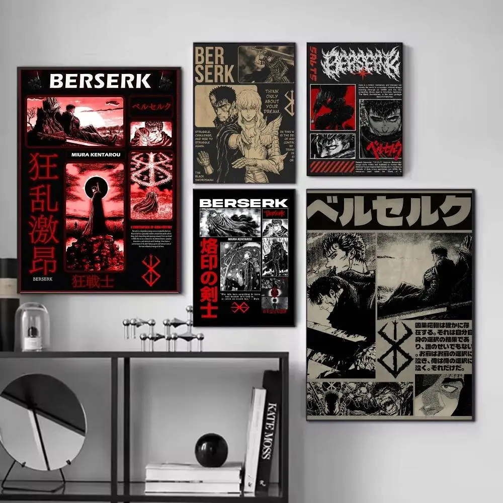 Anime Berserk Prints Manga Griffith Posters Fancy Wall Sticker for Living Room Bar Decoration Wall Decor