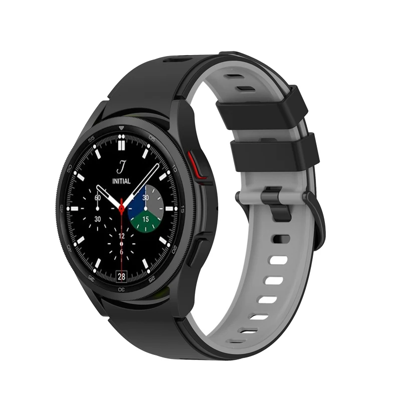 Gelang Silikon 20Mm untuk Jam Tangan Samsung Galaxy 4 40Mm 46 42Mm Jam Tangan Gelang Tali Pintar Jam Tangan 5 40 44Mm/Jam Tangan 5 Pro 45Mm Korea