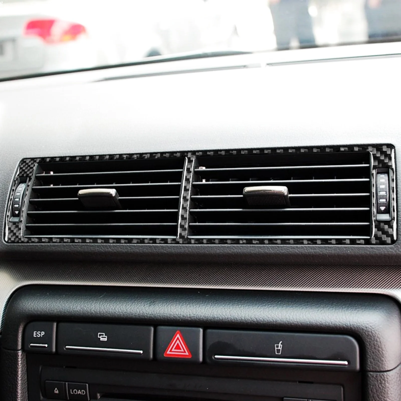 لأودي A4 S4 B7 2005-2008 ألياف الكربون تكييف الهواء المركزي التيار المتناوب منفذ لوحة غطاء الزخرفية الملحقات الداخلية ملصق