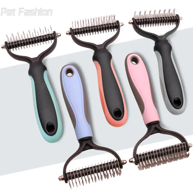 Pets Fur Knot Cutter Dog Grooming Shedding Tools Pet Cat Hair Removal Comb Brush Double sided Pet Products Suppliers