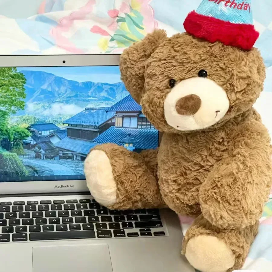 Bambola 1 pz 35 cm caldo nuovo compleanno cappello orsacchiotto regalo carino orsacchiotto peluche regali per ragazza per bambini