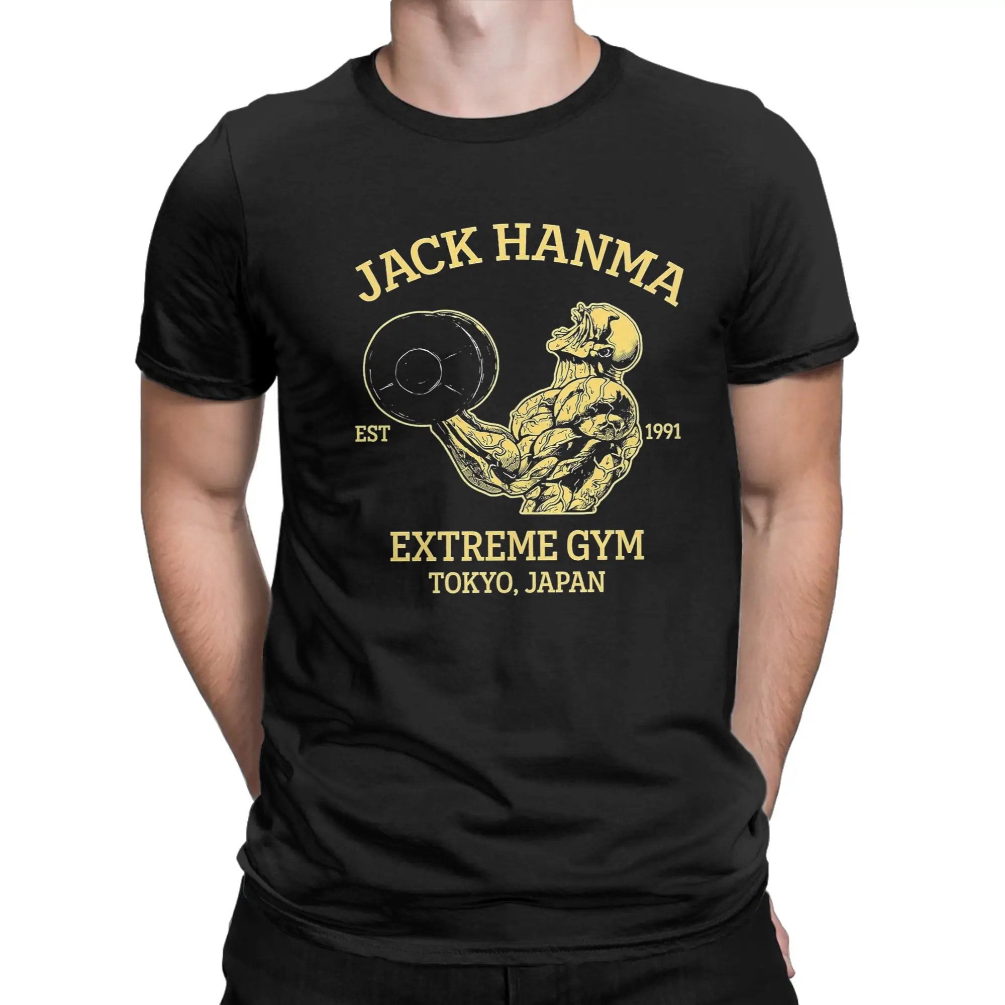Men's Jack Hanma Baki the Grappler T Shirts  Pure Cotton Clothes Crazy Short Sleeve Crewneck Tees 4XL 5XL T-Shirt