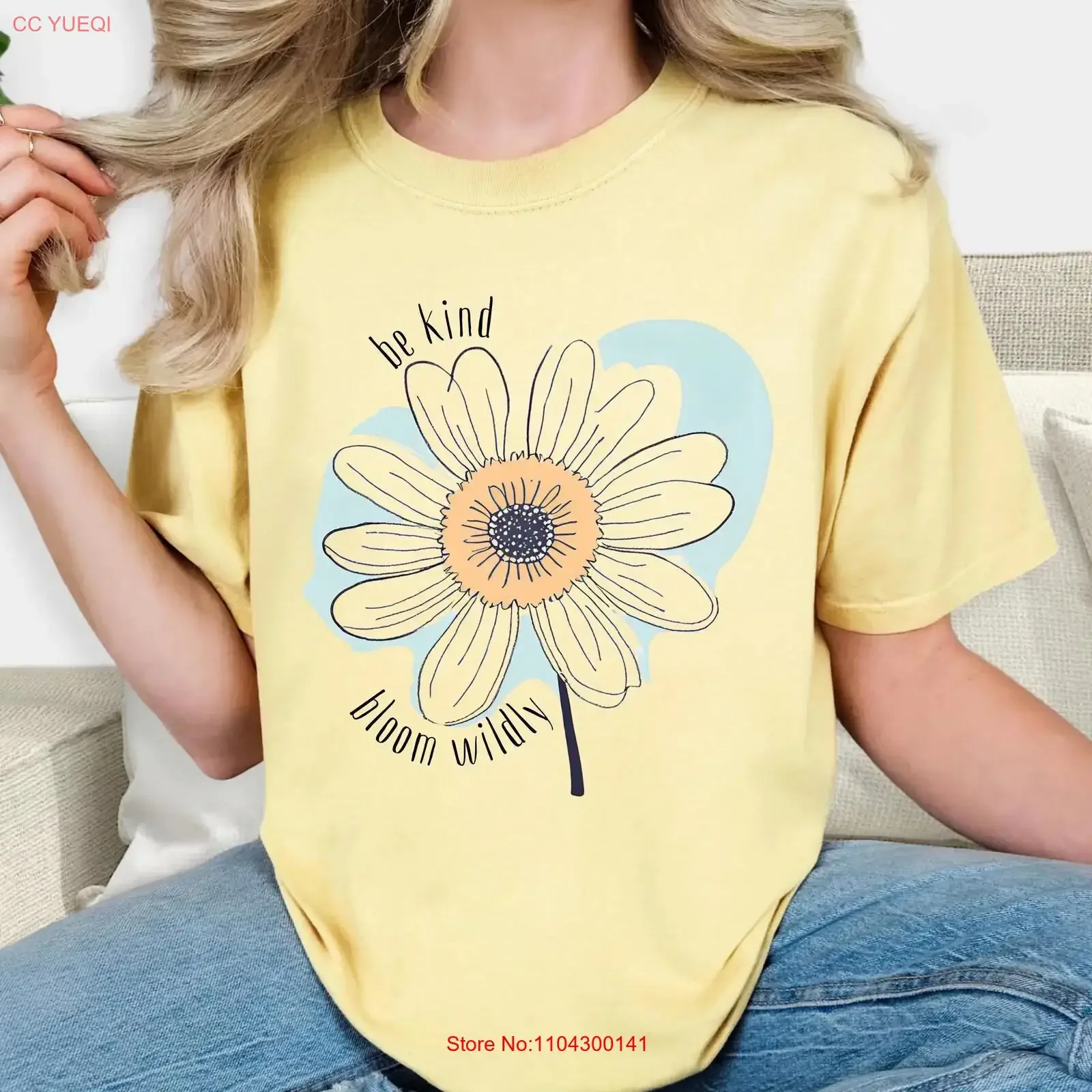 Be Kind Bloom Wildly T shirt Inspirational Self Care Positive Message for Nature Lovers Cute Daisy vintage Washed Versatile