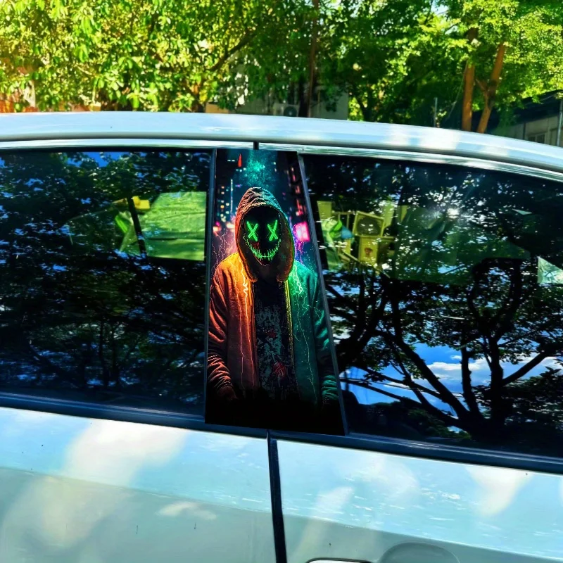 2-Piece Creative Demon Skull Car Post Sticker - Waterproof and Scratch Resistant, Suitable for All Models - Perfect Auto Parts