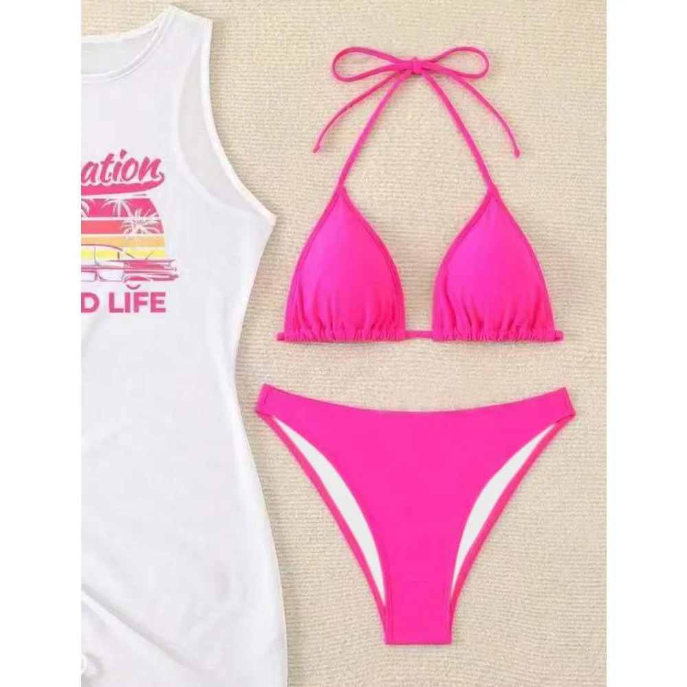 Conjunto de 3 Piezas de Traje de Baño para Mujer, Vestido de Playa sin Mangas, Traje de Baño de Playa de Múltiples Colores, Vestido de Playa de Verano