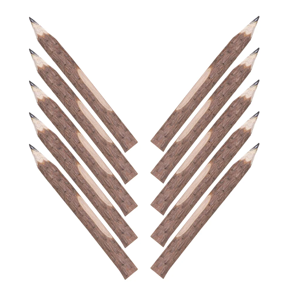 10 Pcs Bark Degradable Wooden Pencil Baby Child Twig Pencils Camping Gifts Sketching Short