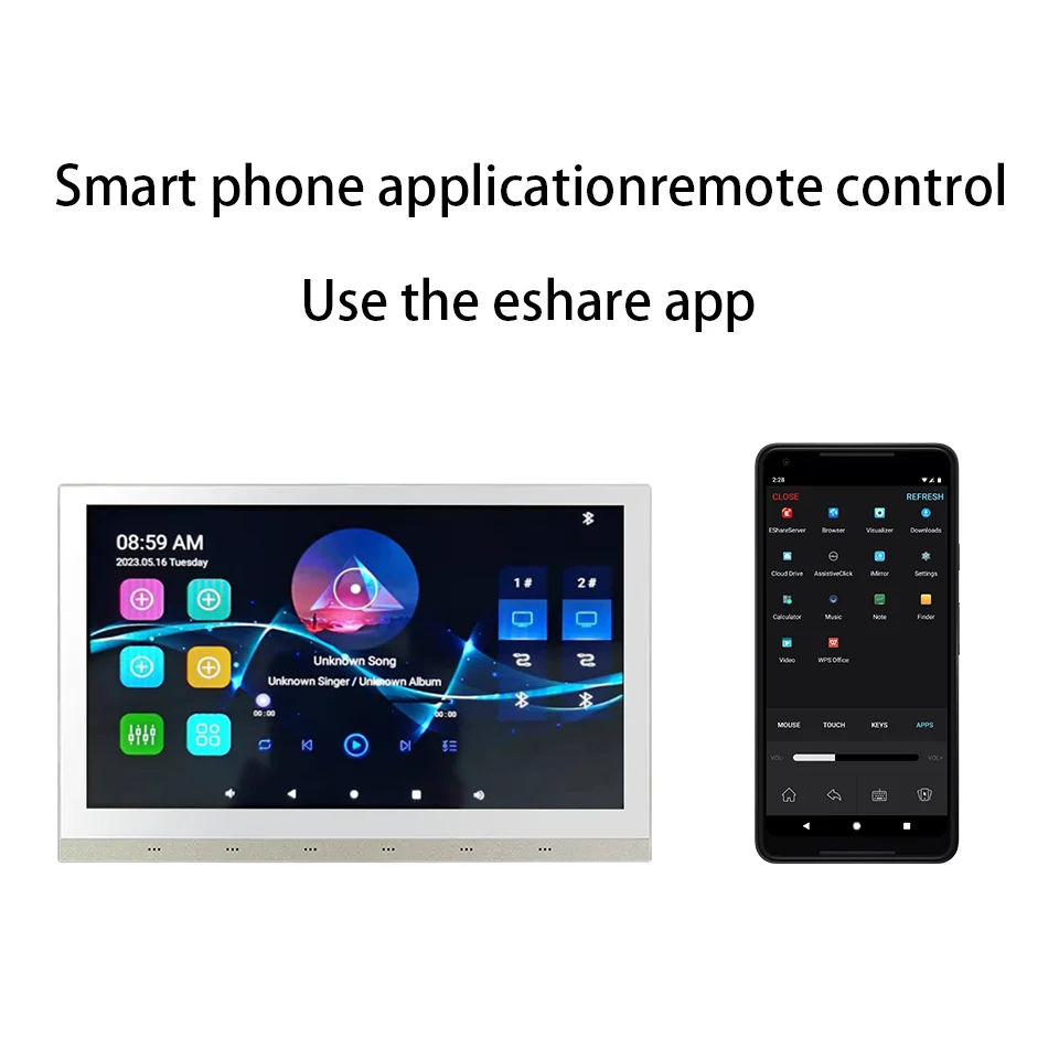 10.1inch Android 11 Voice smart home Background Music System Sound WIFI  2-Zone Touch Screen Bluetooth Audio In Wall Amplifier