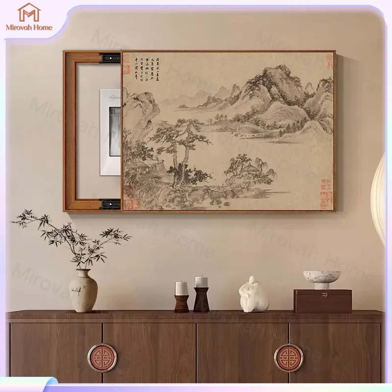 For New Chinese Style Xishan Map Meter Box Cover Decorative Painting Living Room Switch Box Shielding Art No Drilling Wall