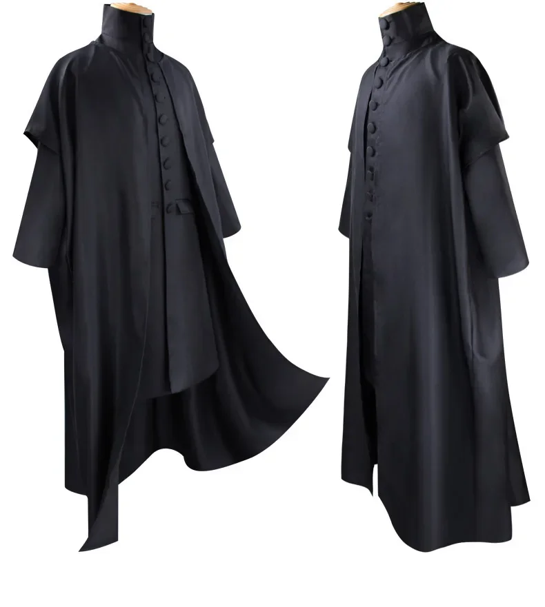 Professor Severus Snape Cosplay Kostuum Hogwartes School Zwarte Mantel Shirts Pakken Volwassenen Gewaad Toverstaf Carnaval Feestuniformen