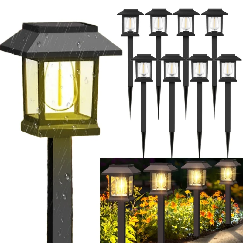 Étanche solaire tungstène pelouse lumière jardin paysage Filament lampe chemin pelouse lumières énergie solaire voie jardin lumières en plein air